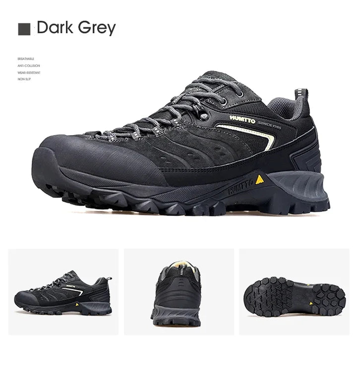 HUMTTO Non-slip Hiking Shoes for Men Genuine Leather Winter Men's Sports Shoes Outdoor Safety Sneakers Breathable Trekking Boots