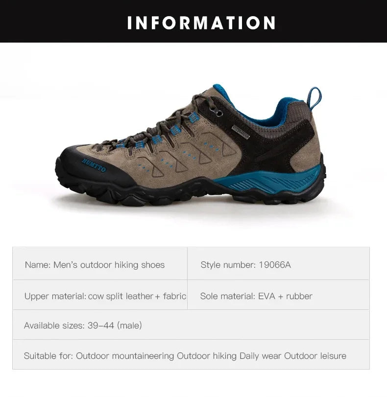 HUMTTO Non-slip Hiking Shoes for Men Genuine Leather Winter Men's Sports Shoes Outdoor Safety Sneakers Breathable Trekking Boots