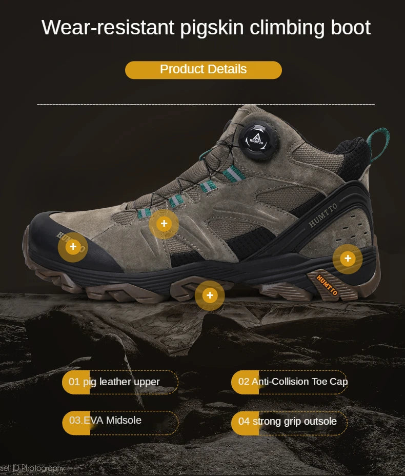 HUMTTO Waterproof Hiking Shoes Leather Outdoor Sneakers for Men Trekking Boots Male Camping Hunting Mens Tactical Ankle Boots