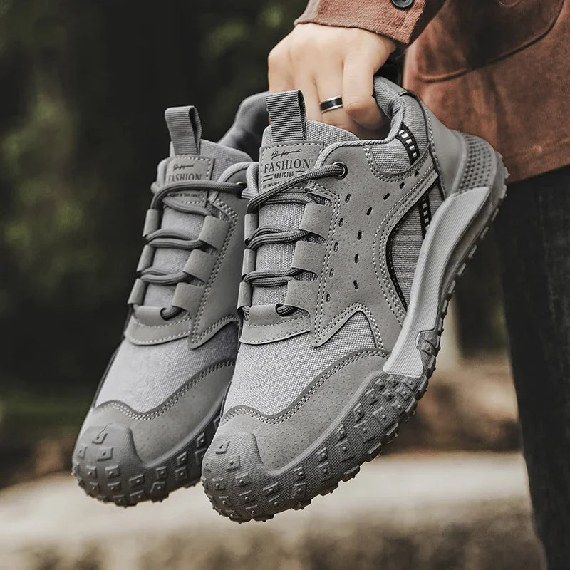 Outdoor Mens Walking Sneakers Men Casual Shoes Wear-resistant Men Hiking Trekking Shoes Suede Sport Shoes Lightweight Work Shoes
