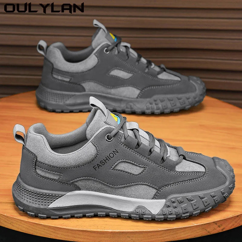 Oulylan Non-slip Wear-resistant Sneakers Travel Walking Shoes Men's Outdoor Hiking Shoes Comfortable Breathable Casual Shoes