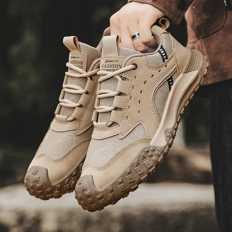 Outdoor Mens Walking Sneakers Men Casual Shoes Wear-resistant Men Hiking Trekking Shoes Suede Sport Shoes Lightweight Work Shoes