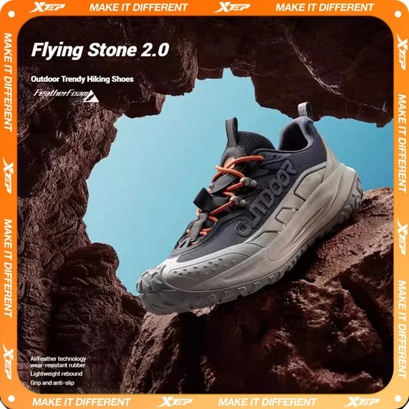 Xtep Kunlun 2.0 Men's Hiking shoes 2025 Spring Non-slip Wear-resistant Wrapping Shock-absorbing Outdoor Sport Shoes 975119170009