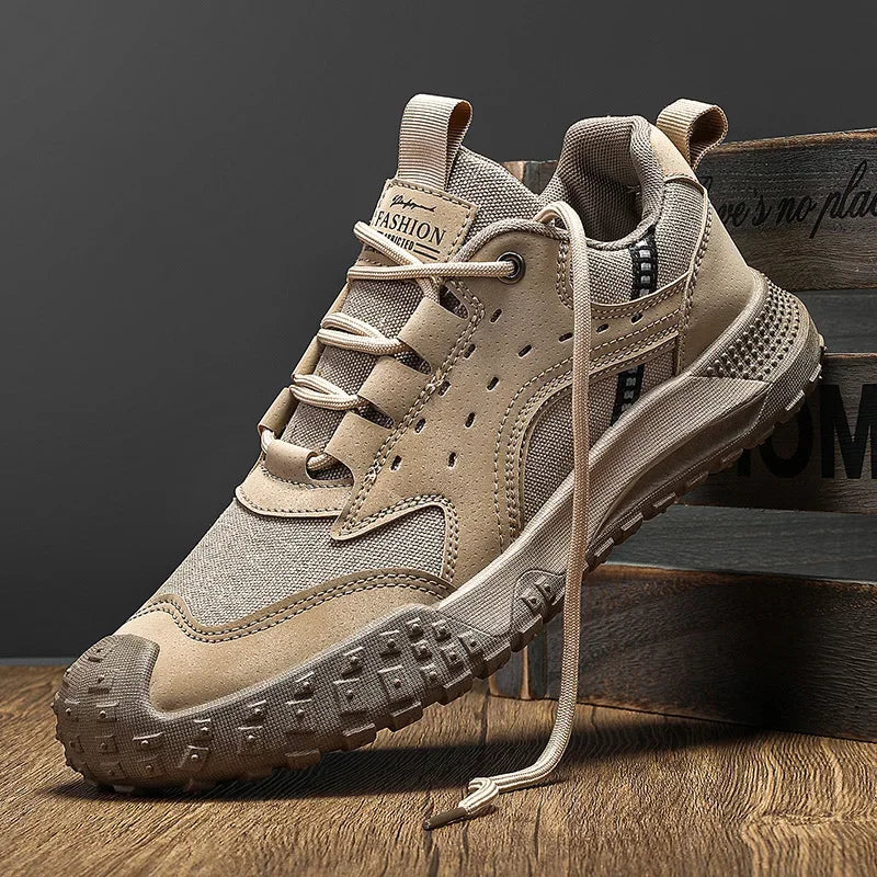 Outdoor Mens Walking Sneakers Men Casual Shoes Wear-resistant Men Hiking Trekking Shoes Suede Sport Shoes Lightweight Work Shoes