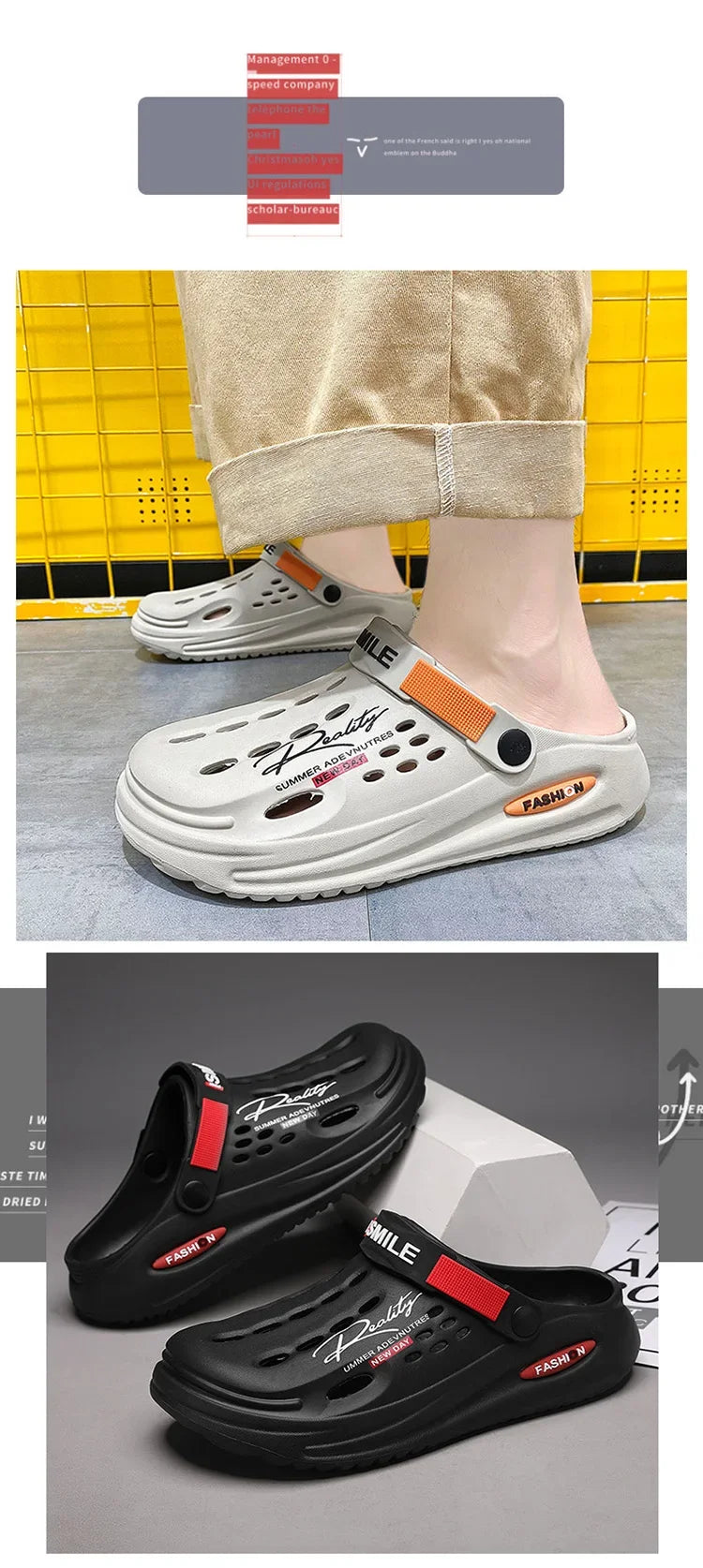 Classic Clog Men Casual Sandals Unisex Closed-Toe Slip-Ons Outdoor Men's Breathable Beach Shoes Slippers