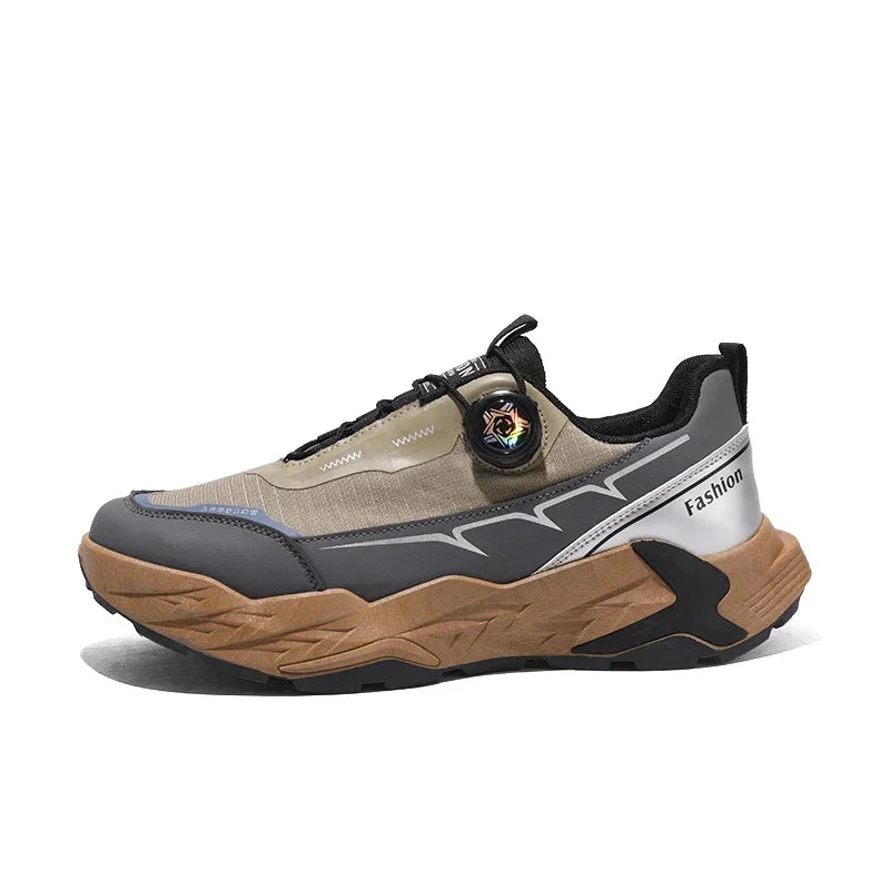 2025 New Mens Shoes Autumn Breathable Button Rotating Mesh Sports Outdoor Sports Leisure Running Hiking Shoes