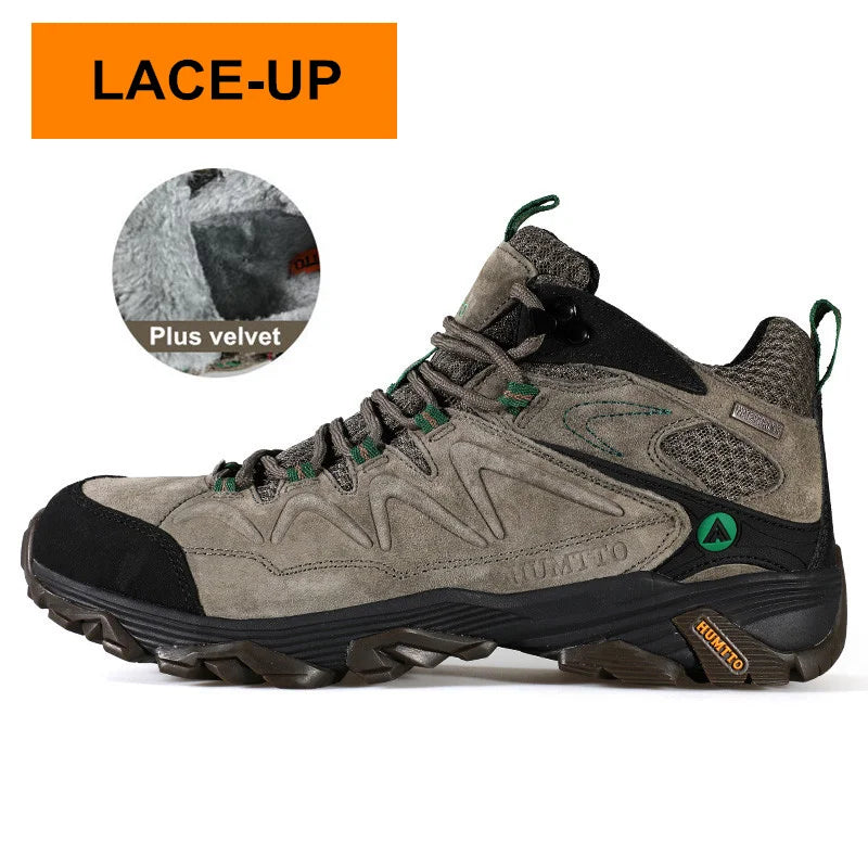 HUMTTO Waterproof Hiking Shoes Leather Outdoor Sneakers for Men Trekking Boots Male Camping Hunting Mens Tactical Ankle Boots