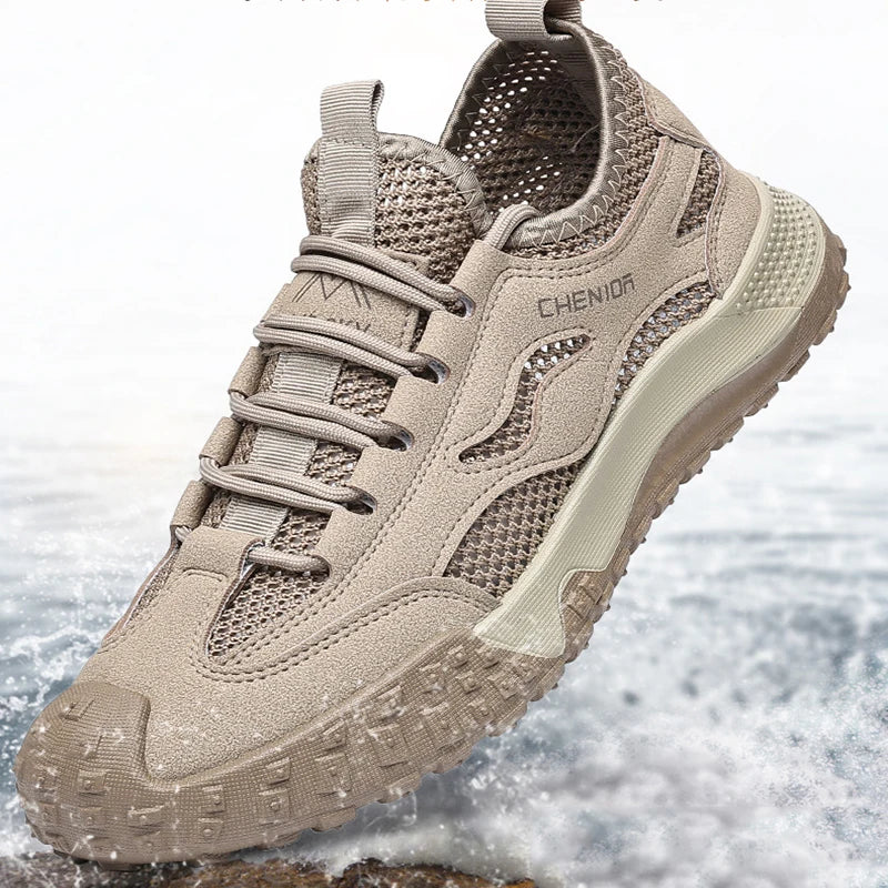 Oulylan Summer Breathable Hollow Wading Shoes Mesh Men Outdoor Hiking Climbing Shoes Sport Non-Slip Sneaker 39-44 Size