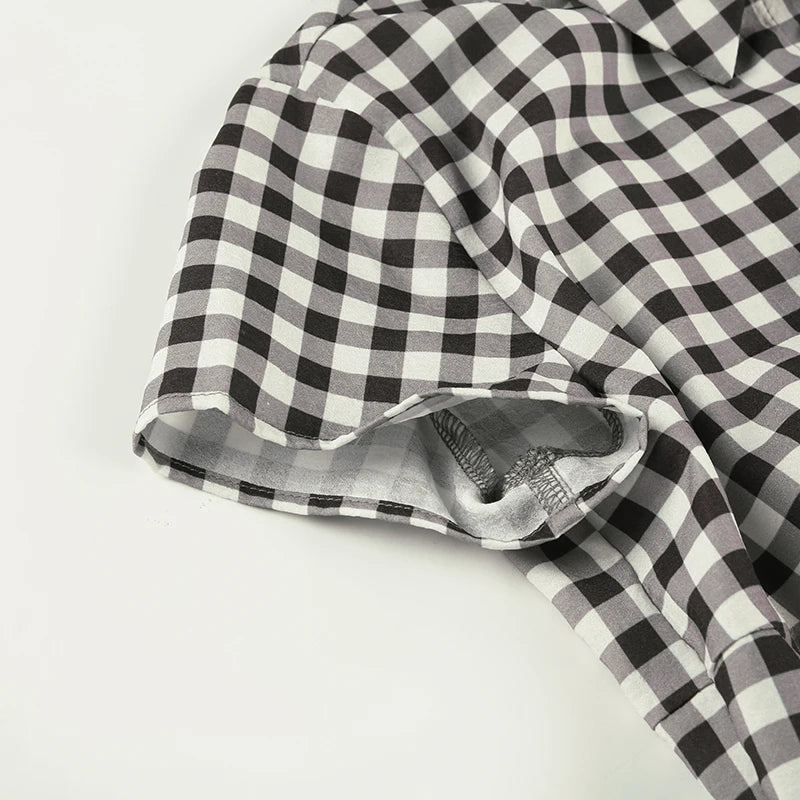 Fashion Simple Plaid Elegant Causal Women Dresses Trendy Chic Button Slim Fit Mini Frock