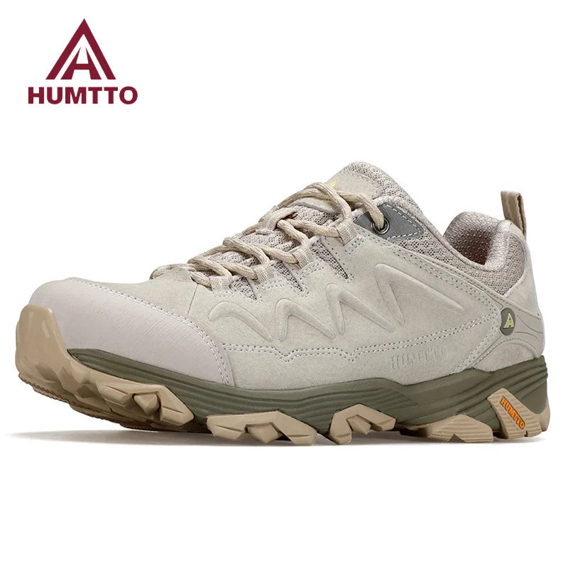 HUMTTO Genuine Leather Men's Sports Shoes Non-slip Hiking Shoes Winter Outdoor Safety Sneakers Breathable Trekking Boots for Men