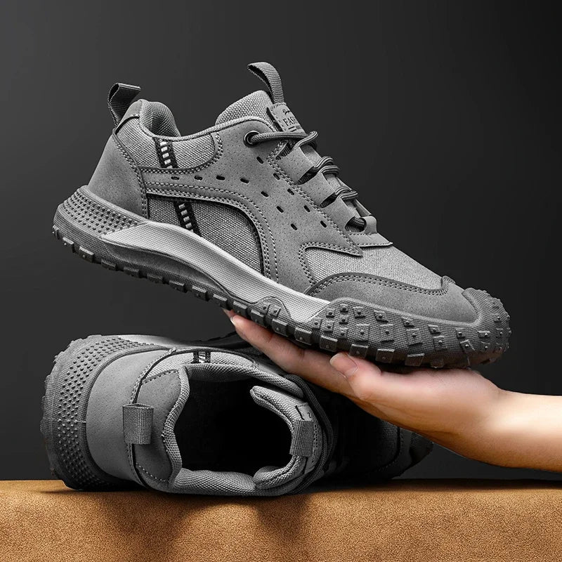 Outdoor Mens Walking Sneakers Men Casual Shoes Wear-resistant Men Hiking Trekking Shoes Suede Sport Shoes Lightweight Work Shoes