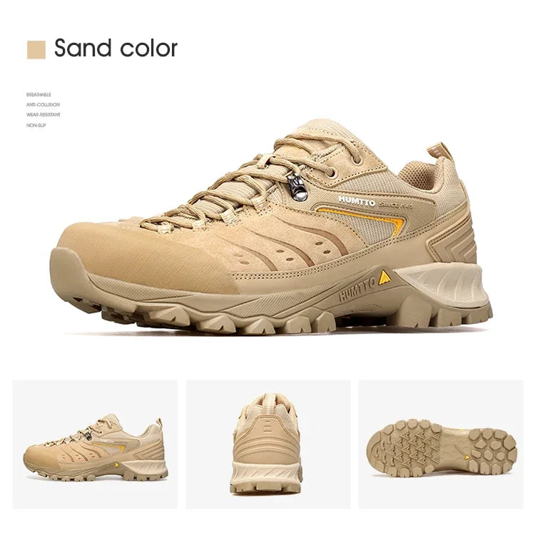HUMTTO Non-slip Hiking Shoes for Men Genuine Leather Winter Men's Sports Shoes Outdoor Safety Sneakers Breathable Trekking Boots