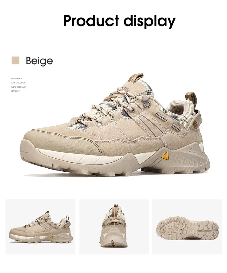 HUMTTO Non-slip Hiking Shoes for Men Genuine Leather Winter Men's Sports Shoes Outdoor Safety Sneakers Breathable Trekking Boots