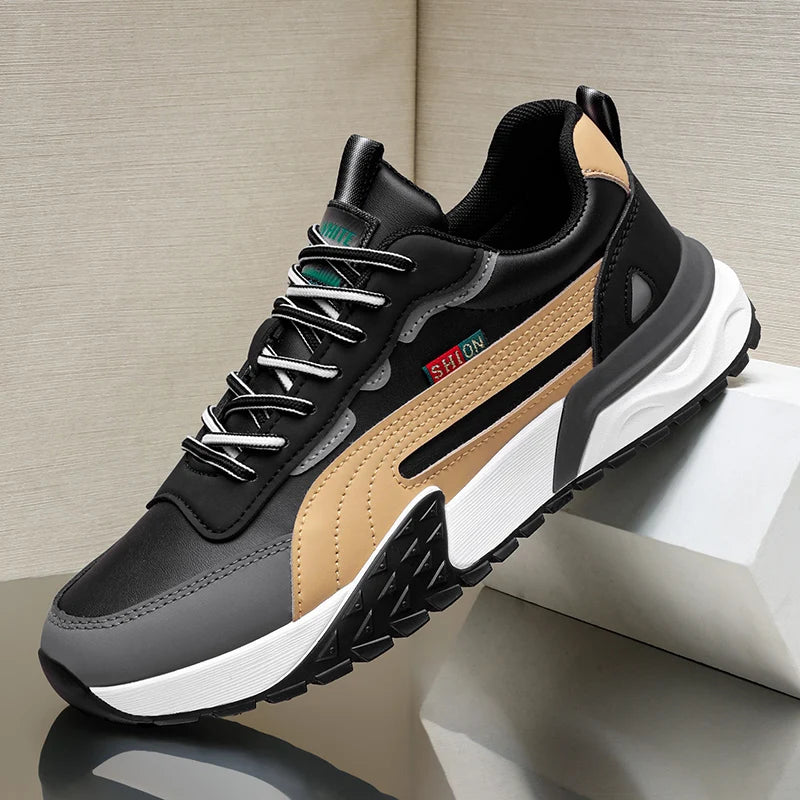 Mens Casual Sneakers Comfortable Soft Bottom Male Trainers Fashion Classic Non-slip Lace-up Tennis Shoes Sport Shoes Man Leather