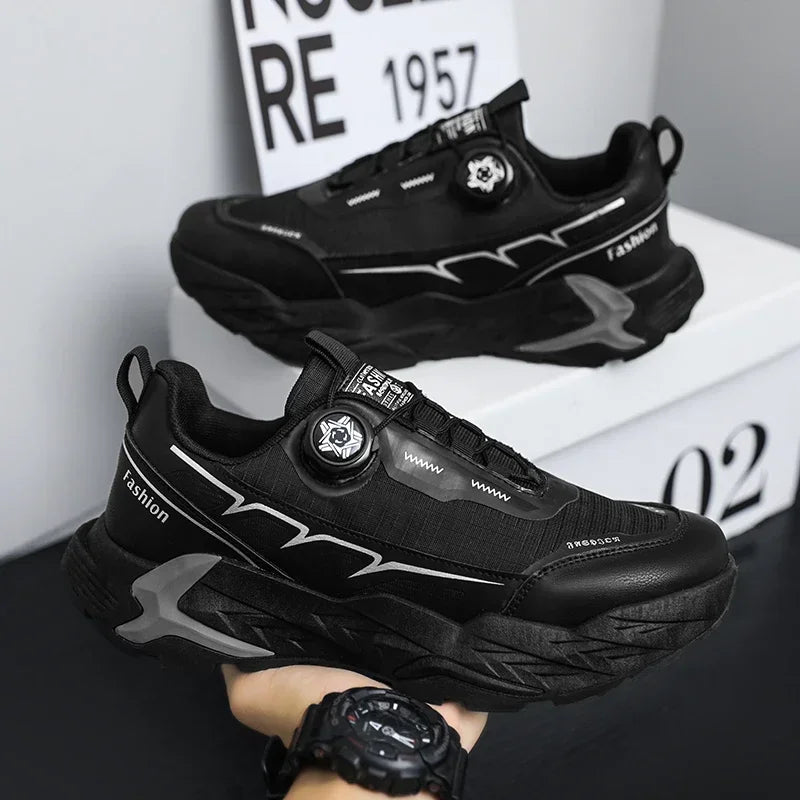 2025 New Mens Shoes Autumn Breathable Button Rotating Mesh Sports Outdoor Sports Leisure Running Hiking Shoes