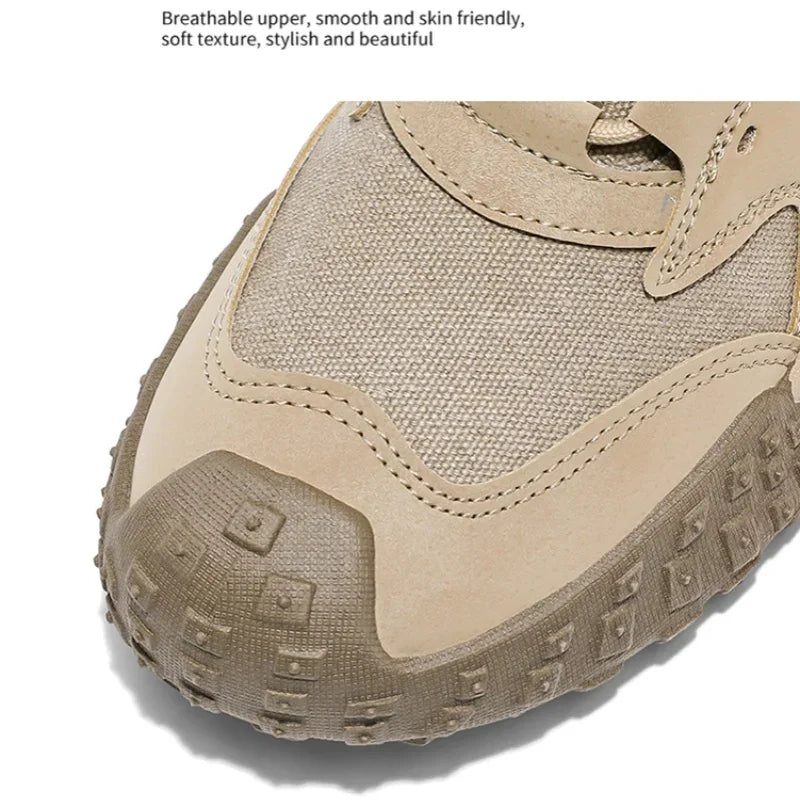 Outdoor Mens Walking Sneakers Men Casual Shoes Wear-resistant Men Hiking Trekking Shoes Suede Sport Shoes Lightweight Work Shoes