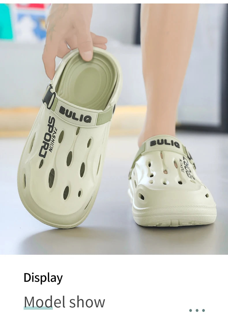 A Pair of Men's New Clogs, Summer New Wear-Resistant Non-Slip Sports Beach Shoes for Outer Wear, Driving Soft Soles, Comfortable Men's Shoes