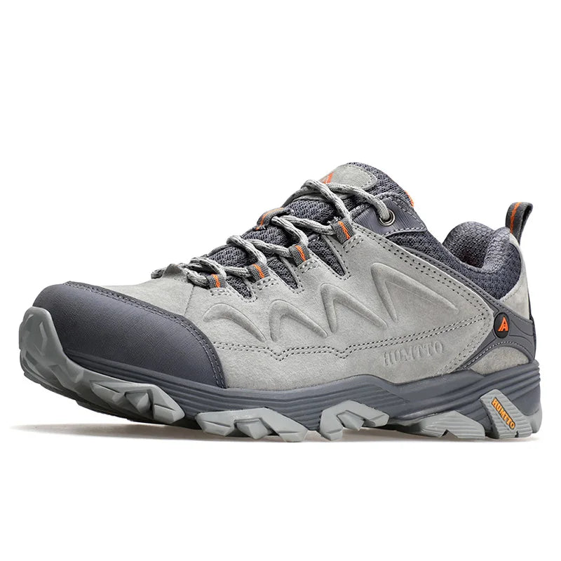 HUMTTO Genuine Leather Men's Sports Shoes Non-slip Hiking Shoes Winter Outdoor Safety Sneakers Breathable Trekking Boots for Men