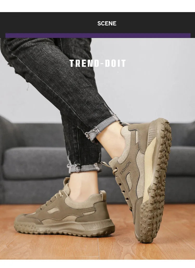 Oulylan Non-slip Wear-resistant Sneakers Travel Walking Shoes Men's Outdoor Hiking Shoes Comfortable Breathable Casual Shoes