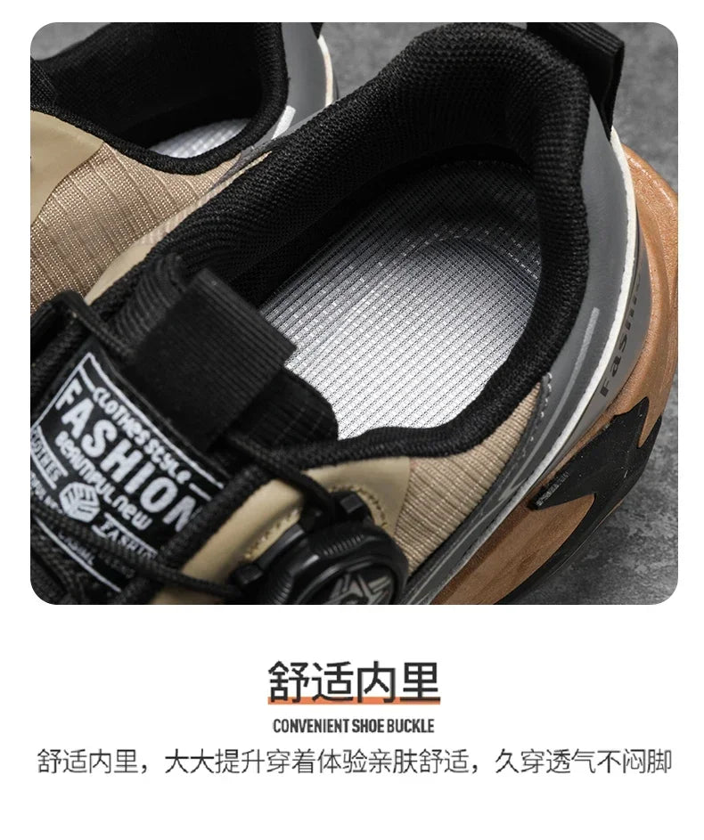 2025 New Mens Shoes Autumn Breathable Button Rotating Mesh Sports Outdoor Sports Leisure Running Hiking Shoes