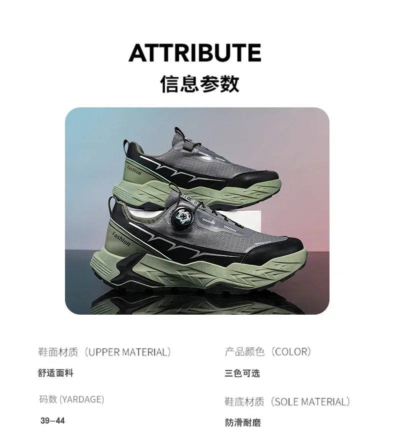 2025 New Mens Shoes Autumn Breathable Button Rotating Mesh Sports Outdoor Sports Leisure Running Hiking Shoes