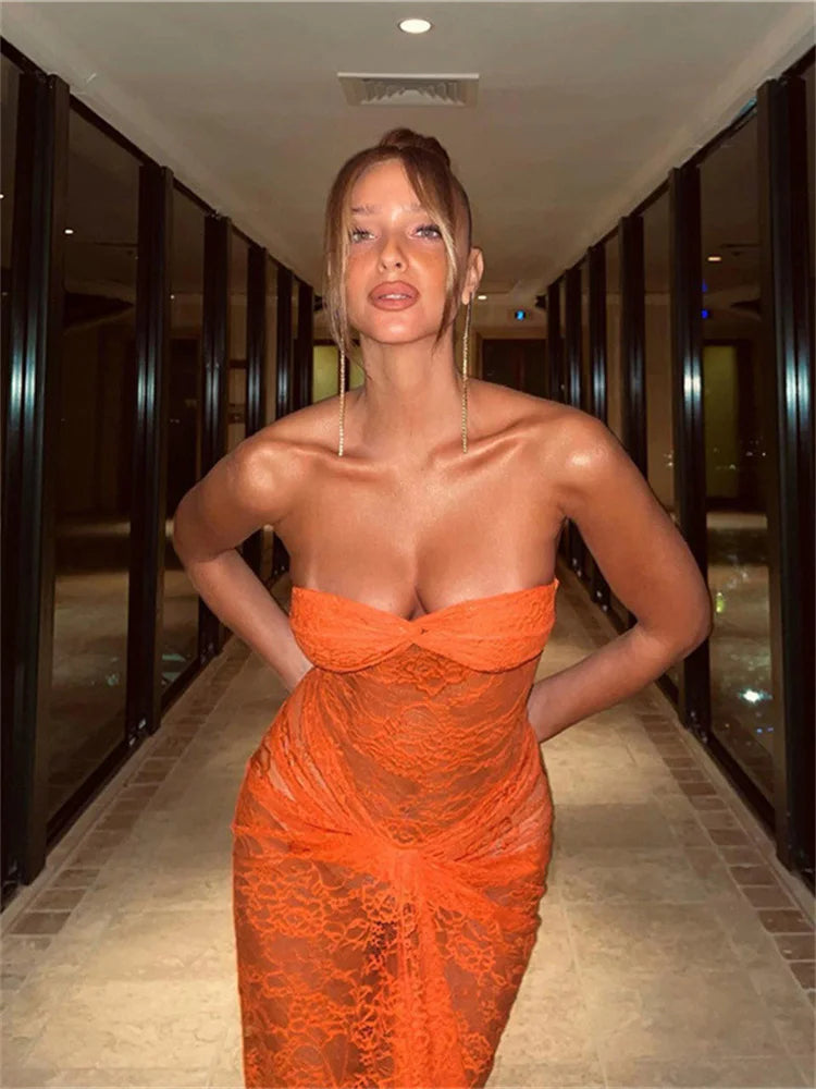 Fantoye Sexy Slim Fit Transparent Lace Bodycon Slash Neck Women Dresses Solid Sleeveless Pullover Female Clubwear