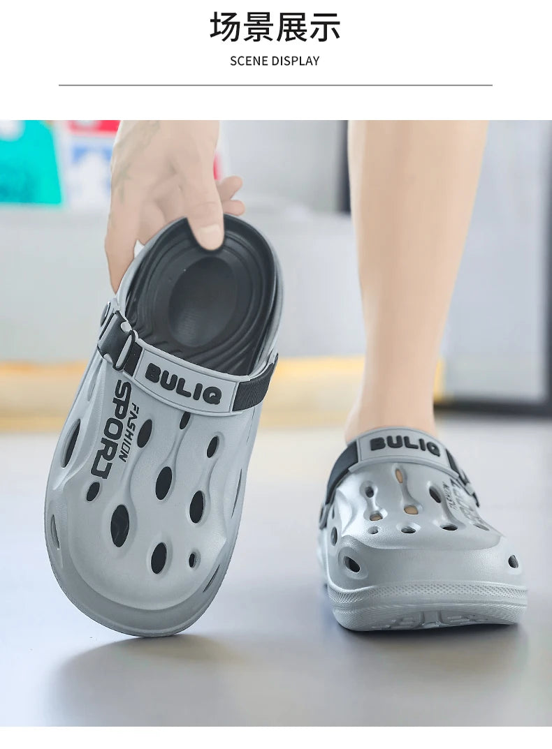 A Pair of Men's New Clogs, Summer New Wear-Resistant Non-Slip Sports Beach Shoes for Outer Wear, Driving Soft Soles, Comfortable Men's Shoes