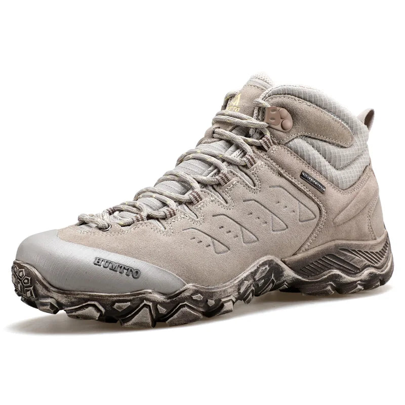 HUMTTO Genuine Leather Men's Sports Shoes Non-slip Hiking Shoes Winter Outdoor Safety Sneakers Breathable Trekking Boots for Men