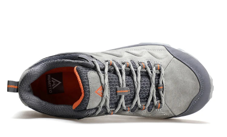 HUMTTO Genuine Leather Men's Sports Shoes Non-slip Hiking Shoes Winter Outdoor Safety Sneakers Breathable Trekking Boots for Men