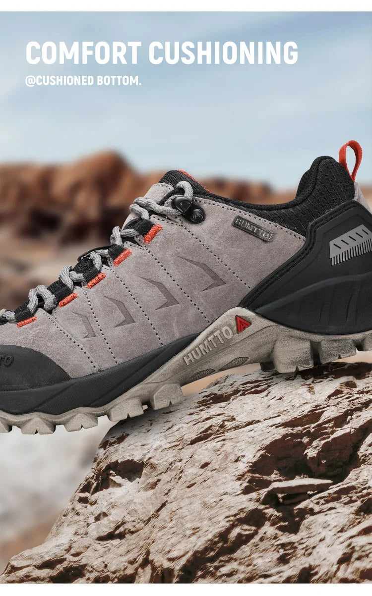 HUMTTO Non-slip Hiking Shoes for Men Genuine Leather Winter Men's Sports Shoes Outdoor Safety Sneakers Breathable Trekking Boots