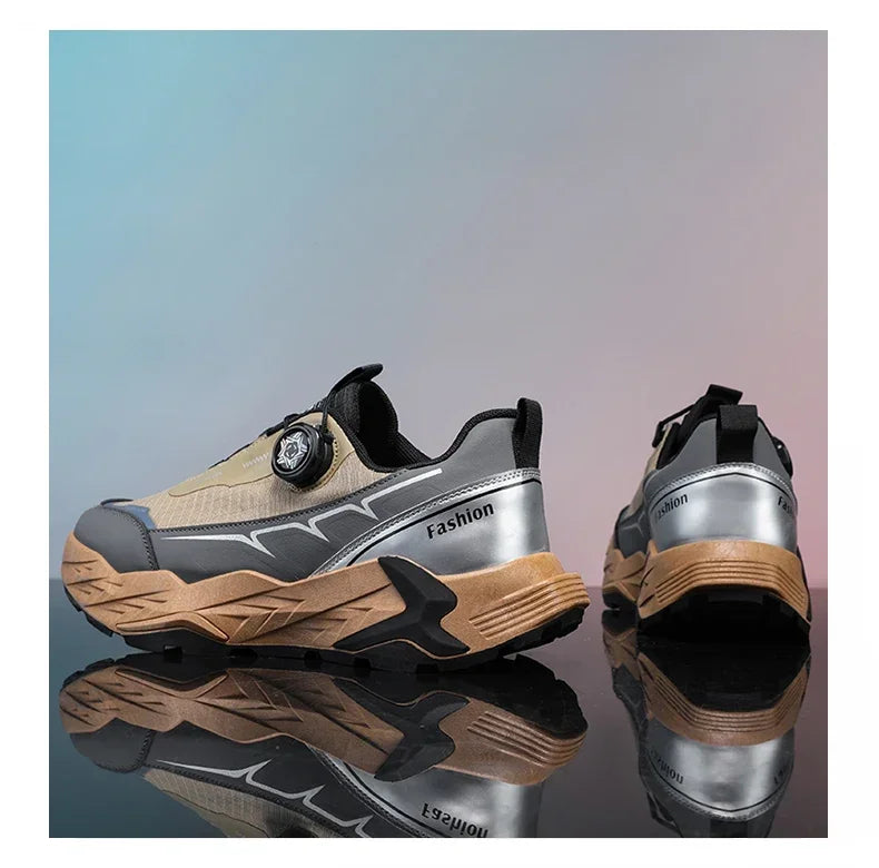 2025 New Mens Shoes Autumn Breathable Button Rotating Mesh Sports Outdoor Sports Leisure Running Hiking Shoes