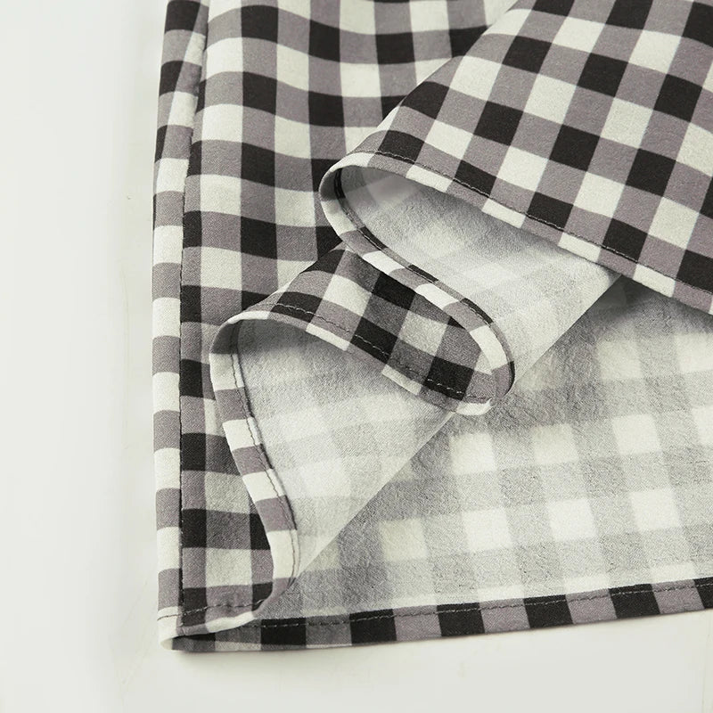 Fashion Simple Plaid Elegant Causal Women Dresses Trendy Chic Button Slim Fit Mini Frock