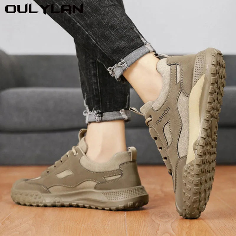 Oulylan Non-slip Wear-resistant Sneakers Travel Walking Shoes Men's Outdoor Hiking Shoes Comfortable Breathable Casual Shoes