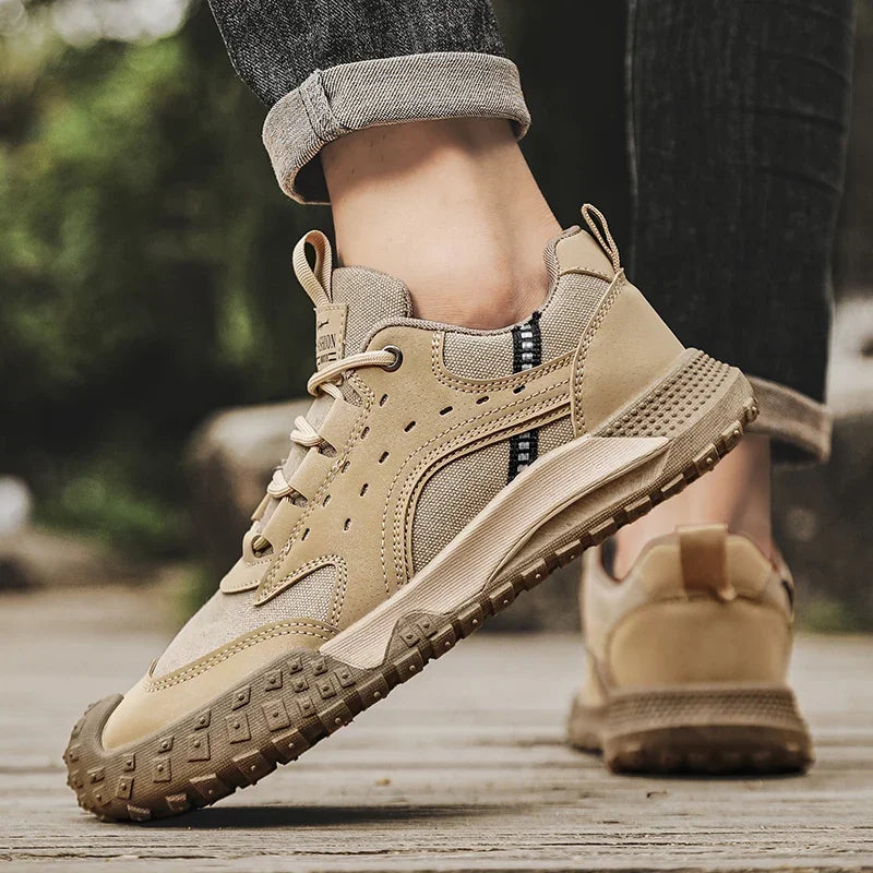 Outdoor Mens Walking Sneakers Men Casual Shoes Wear-resistant Men Hiking Trekking Shoes Suede Sport Shoes Lightweight Work Shoes