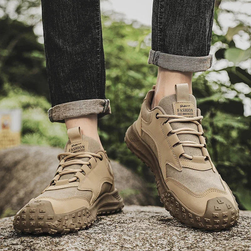 Outdoor Mens Walking Sneakers Men Casual Shoes Wear-resistant Men Hiking Trekking Shoes Suede Sport Shoes Lightweight Work Shoes