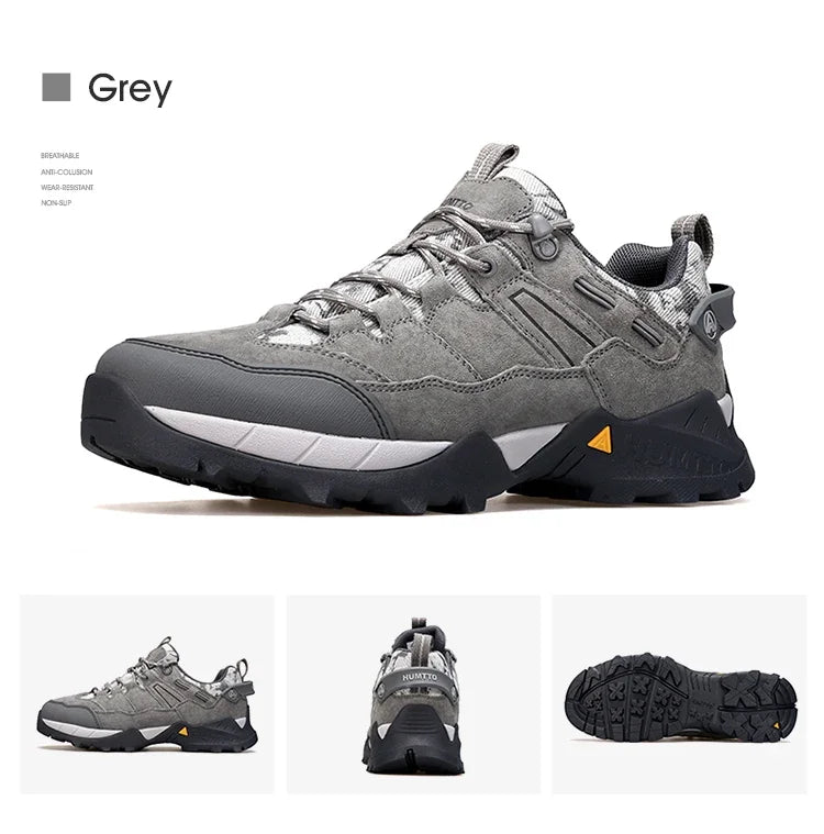 HUMTTO Non-slip Hiking Shoes for Men Genuine Leather Winter Men's Sports Shoes Outdoor Safety Sneakers Breathable Trekking Boots