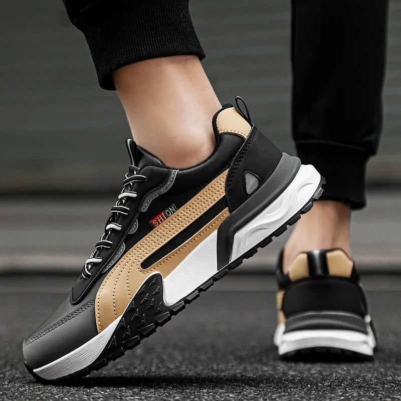 Mens Casual Sneakers Comfortable Soft Bottom Male Trainers Fashion Classic Non-slip Lace-up Tennis Shoes Sport Shoes Man Leather