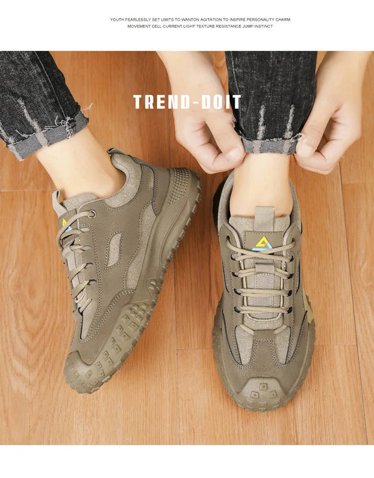 Oulylan Non-slip Wear-resistant Sneakers Travel Walking Shoes Men's Outdoor Hiking Shoes Comfortable Breathable Casual Shoes