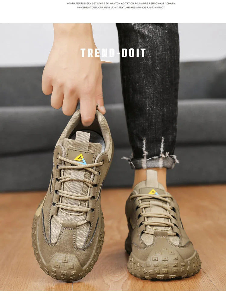 Oulylan Non-slip Wear-resistant Sneakers Travel Walking Shoes Men's Outdoor Hiking Shoes Comfortable Breathable Casual Shoes
