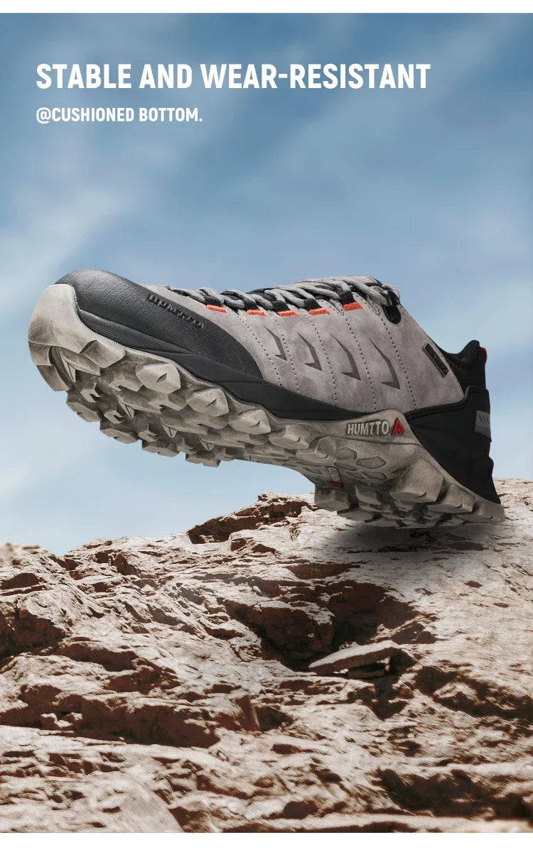 HUMTTO Non-slip Hiking Shoes for Men Genuine Leather Winter Men's Sports Shoes Outdoor Safety Sneakers Breathable Trekking Boots