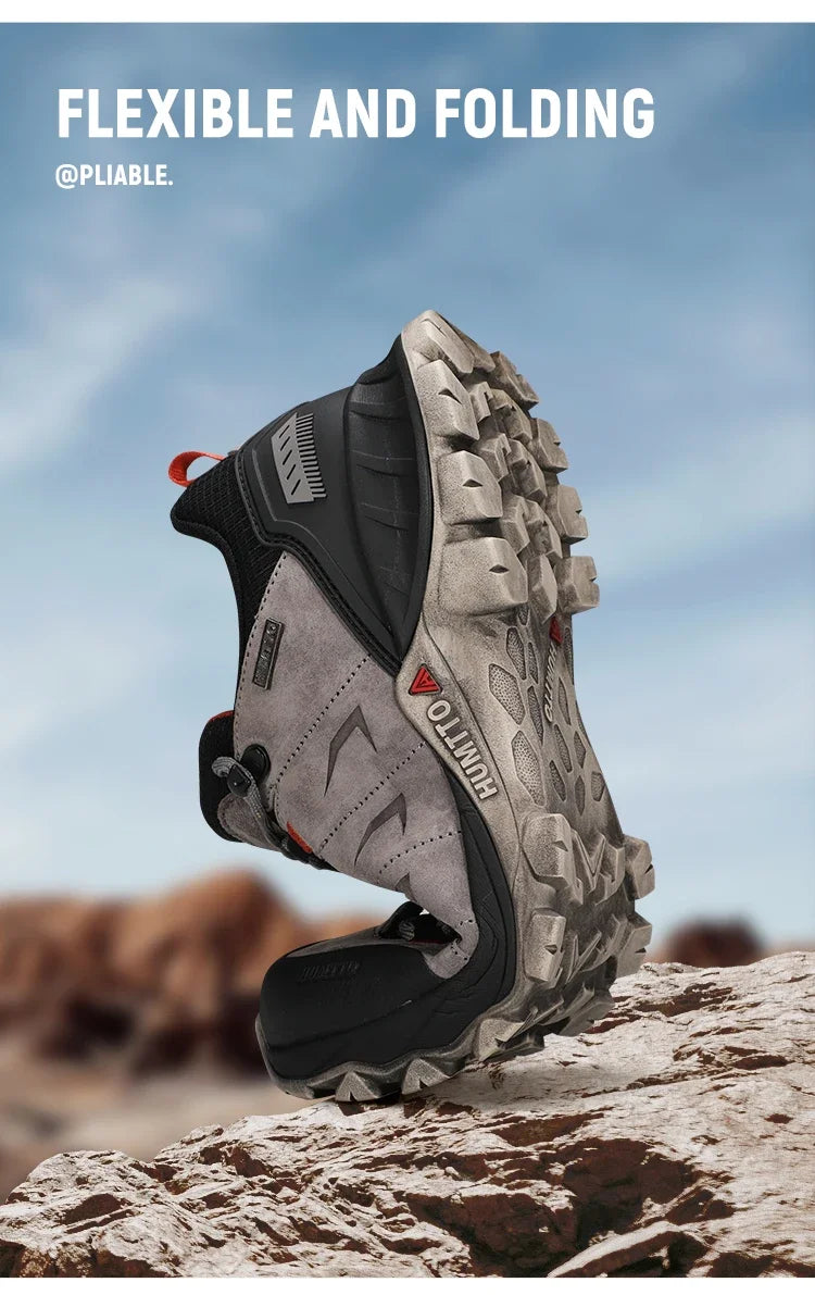 HUMTTO Non-slip Hiking Shoes for Men Genuine Leather Winter Men's Sports Shoes Outdoor Safety Sneakers Breathable Trekking Boots