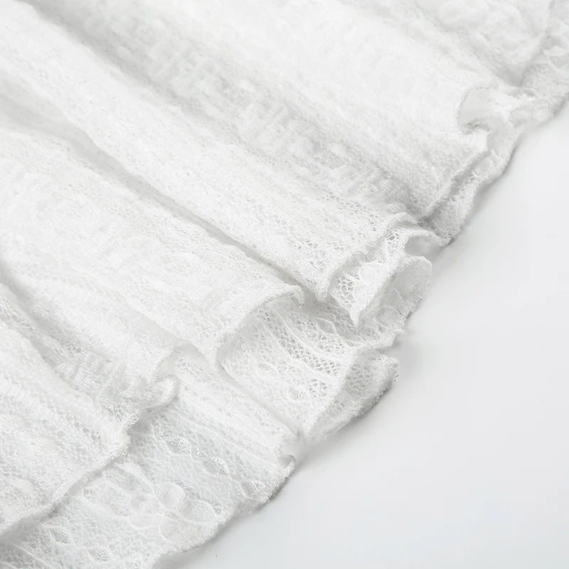 Solid Simple Lace Sheer Chic Women Long Skirts Fashion Summer Causal All-Match Women Dresses