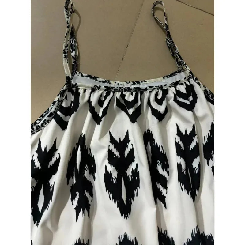 Fashion Summer Sleeveless Beach Women Dresses Print Casual Long Dress Elegant Camisole
