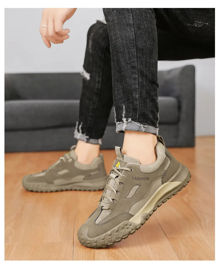 Oulylan Non-slip Wear-resistant Sneakers Travel Walking Shoes Men's Outdoor Hiking Shoes Comfortable Breathable Casual Shoes