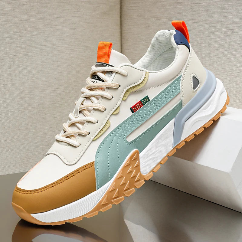 Mens Casual Sneakers Comfortable Soft Bottom Male Trainers Fashion Classic Non-slip Lace-up Tennis Shoes Sport Shoes Man Leather