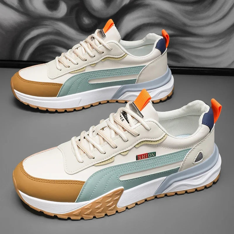 Mens Casual Sneakers Comfortable Soft Bottom Male Trainers Fashion Classic Non-slip Lace-up Tennis Shoes Sport Shoes Man Leather