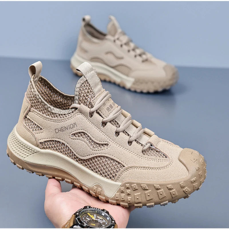 Oulylan Summer Breathable Hollow Wading Shoes Mesh Men Outdoor Hiking Climbing Shoes Sport Non-Slip Sneaker 39-44 Size