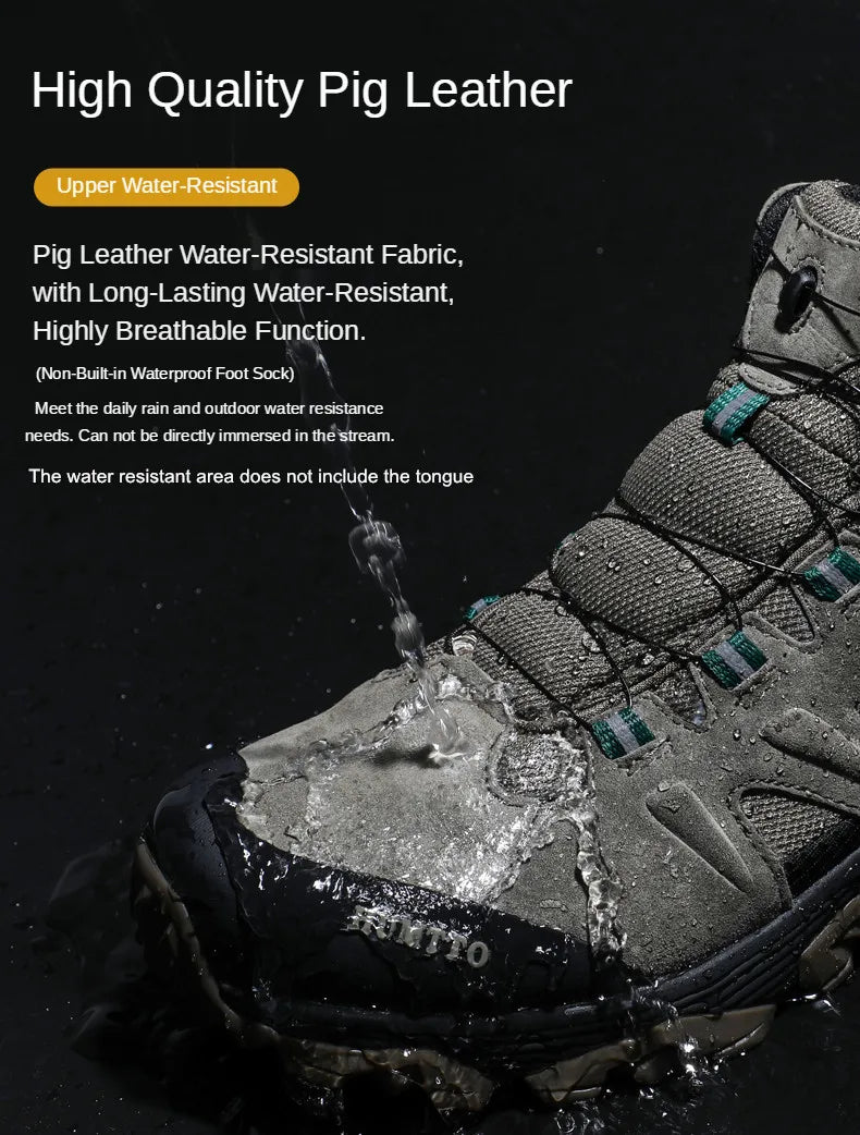 HUMTTO Waterproof Hiking Shoes Leather Outdoor Sneakers for Men Trekking Boots Male Camping Hunting Mens Tactical Ankle Boots