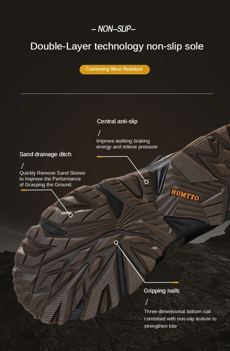 HUMTTO Waterproof Hiking Shoes Leather Outdoor Sneakers for Men Trekking Boots Male Camping Hunting Mens Tactical Ankle Boots