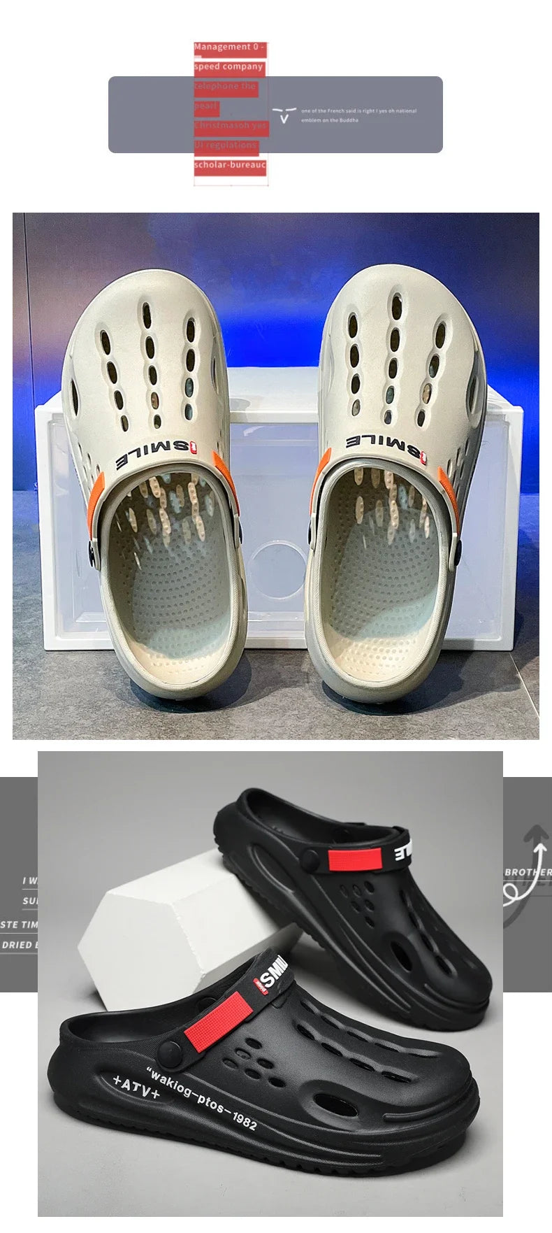 Classic Clog Men Casual Sandals Unisex Closed-Toe Slip-Ons Outdoor Men's Breathable Beach Shoes Slippers